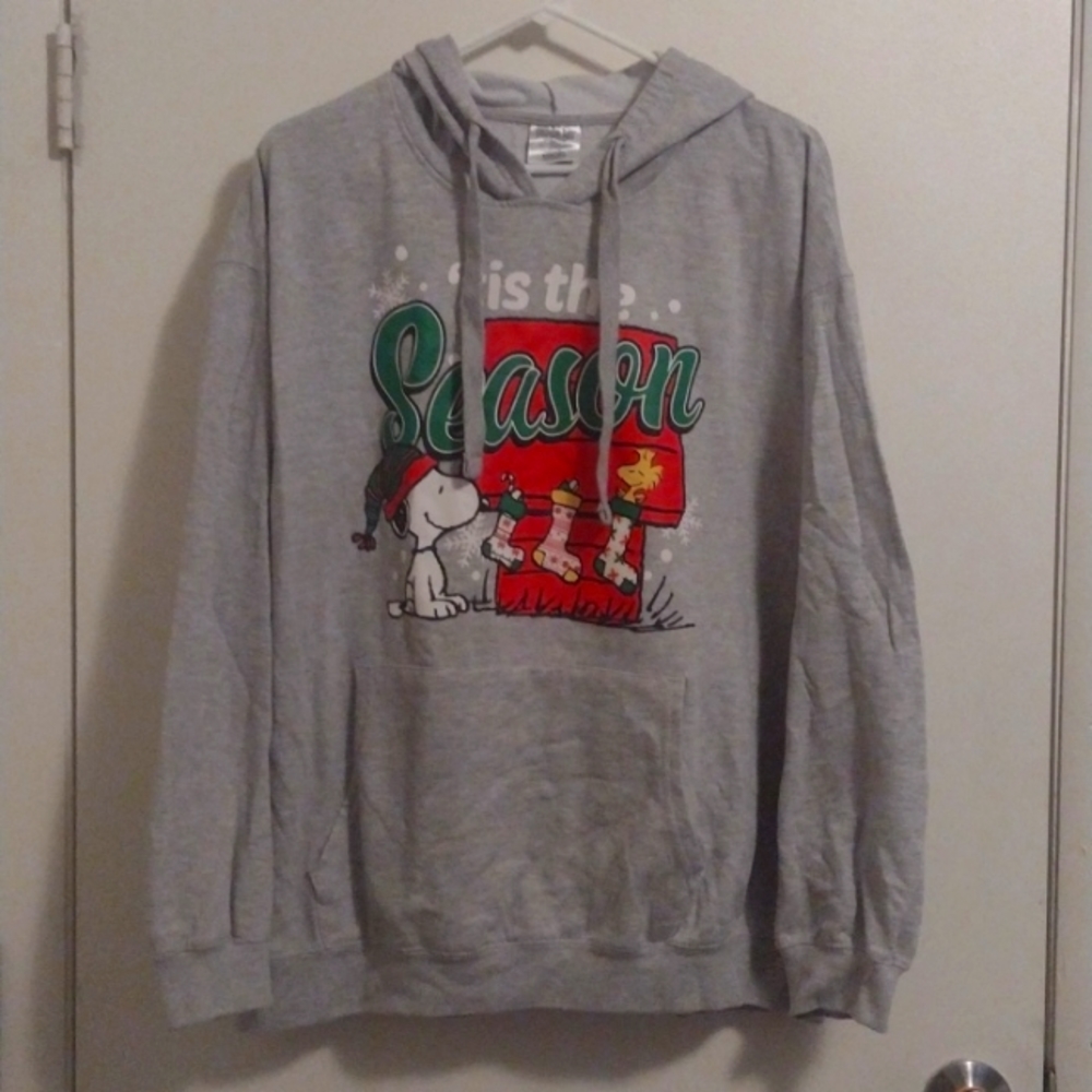 Peanuts "Tis the Season" Gray Plus Size Christmas Hoodie!
